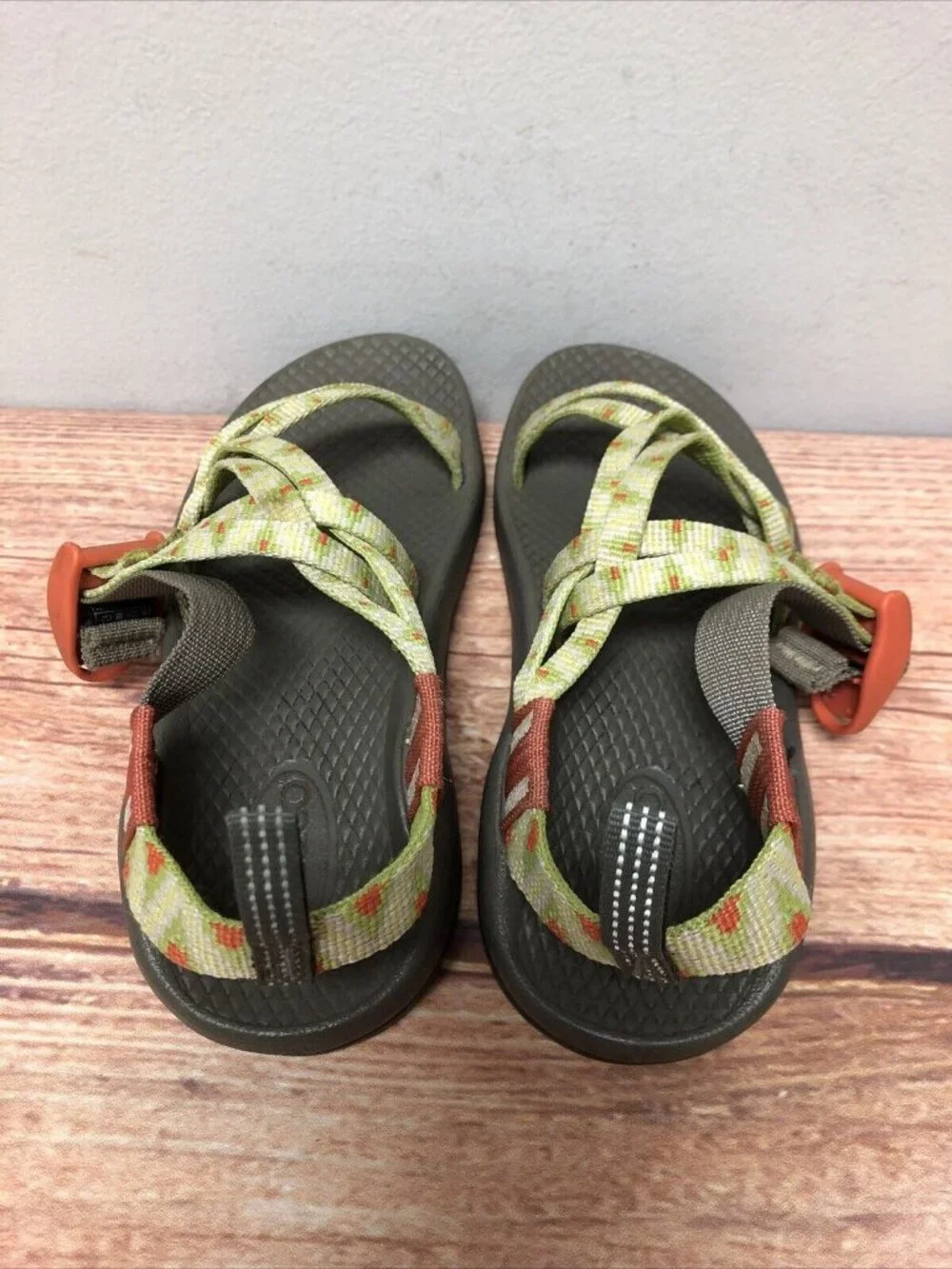 Chaco Kids Girls 13 ZX1 Ecotread Green/Orange Hiking Sport Sandals